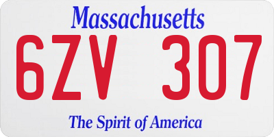 MA license plate 6ZV307
