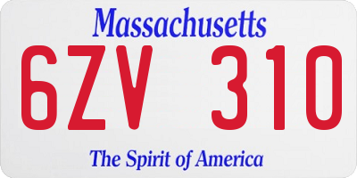 MA license plate 6ZV310