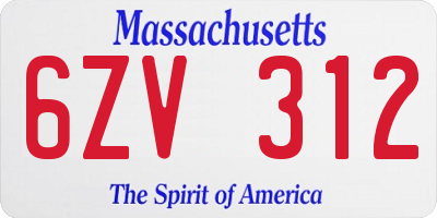 MA license plate 6ZV312