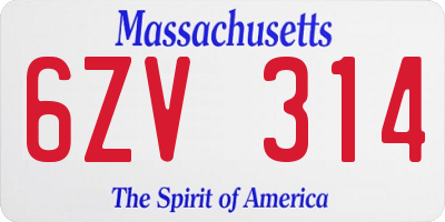 MA license plate 6ZV314