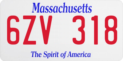 MA license plate 6ZV318