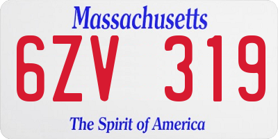 MA license plate 6ZV319