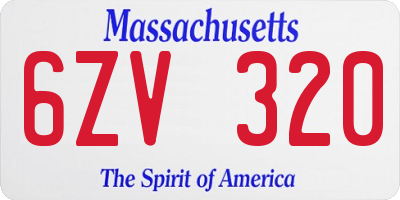 MA license plate 6ZV320