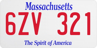 MA license plate 6ZV321