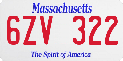 MA license plate 6ZV322