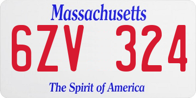 MA license plate 6ZV324