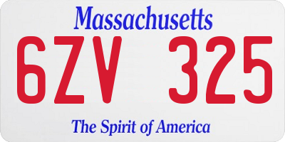 MA license plate 6ZV325