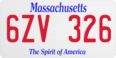 MA license plate 6ZV326
