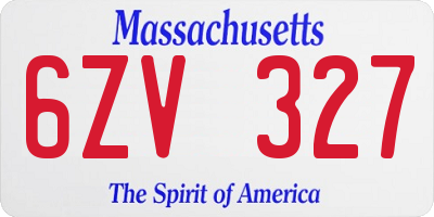 MA license plate 6ZV327