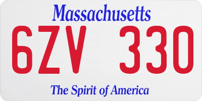MA license plate 6ZV330