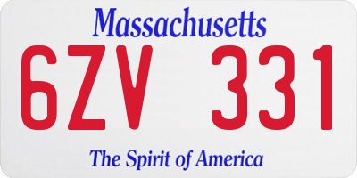 MA license plate 6ZV331