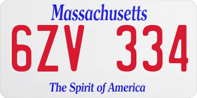 MA license plate 6ZV334