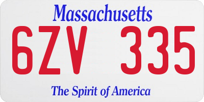 MA license plate 6ZV335