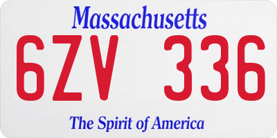 MA license plate 6ZV336