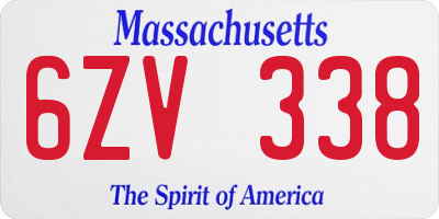 MA license plate 6ZV338