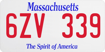 MA license plate 6ZV339