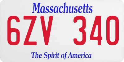 MA license plate 6ZV340