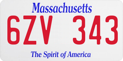 MA license plate 6ZV343