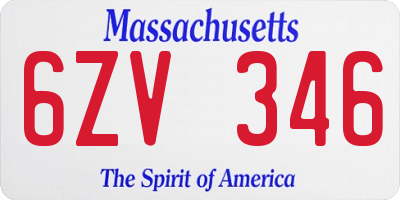 MA license plate 6ZV346