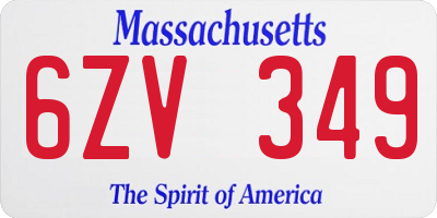 MA license plate 6ZV349