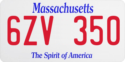 MA license plate 6ZV350