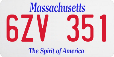 MA license plate 6ZV351