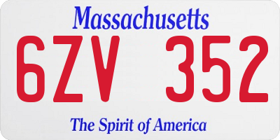 MA license plate 6ZV352