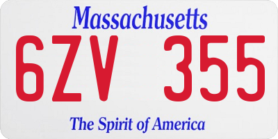 MA license plate 6ZV355