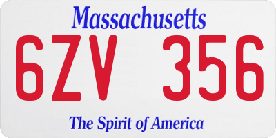 MA license plate 6ZV356