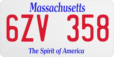 MA license plate 6ZV358