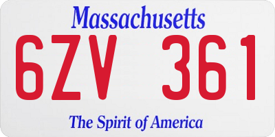 MA license plate 6ZV361