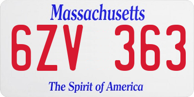 MA license plate 6ZV363