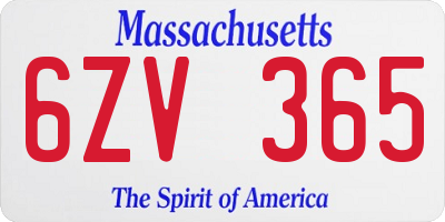 MA license plate 6ZV365