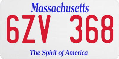 MA license plate 6ZV368