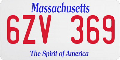 MA license plate 6ZV369