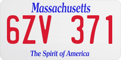 MA license plate 6ZV371
