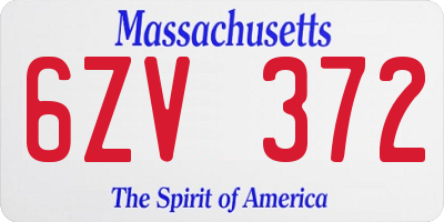 MA license plate 6ZV372