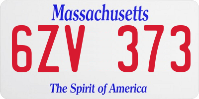 MA license plate 6ZV373