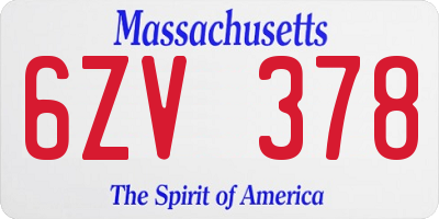 MA license plate 6ZV378