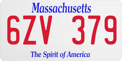MA license plate 6ZV379