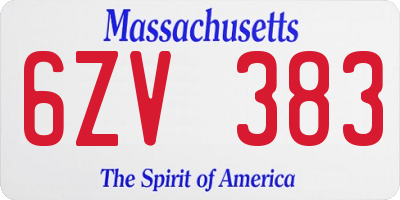 MA license plate 6ZV383