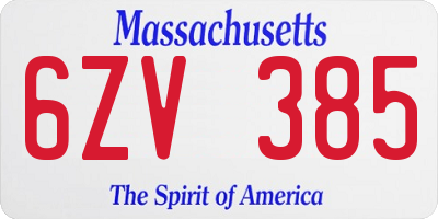 MA license plate 6ZV385
