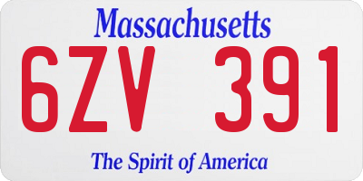 MA license plate 6ZV391