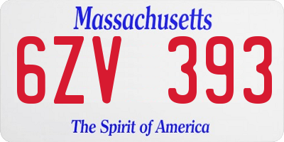MA license plate 6ZV393