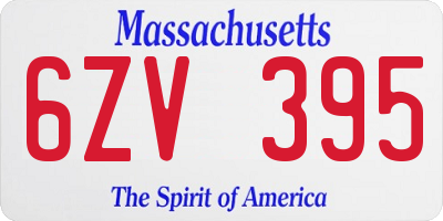 MA license plate 6ZV395