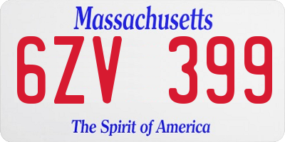 MA license plate 6ZV399