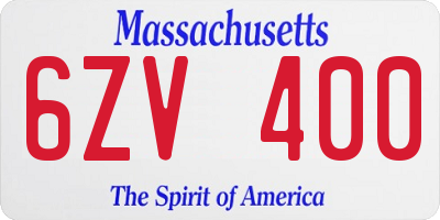 MA license plate 6ZV400
