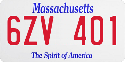 MA license plate 6ZV401