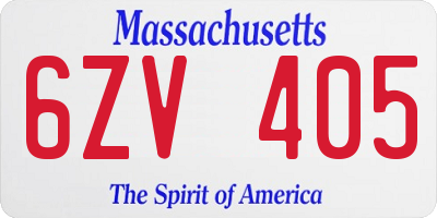 MA license plate 6ZV405