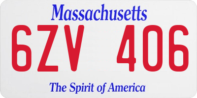 MA license plate 6ZV406